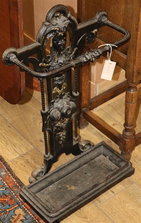 A Victorian cast iron stick stand W.44cm